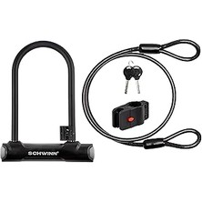 SHC4200 Schwinn Bisiklet Kilidi, Anahtarlı Kilit, U Kilit Veya Işıklı Kilit Seçenekleri, Ekstra Dayanıklı,