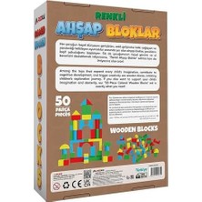 Oyuncak Renkli Ahşap Bloklar 50 Parça