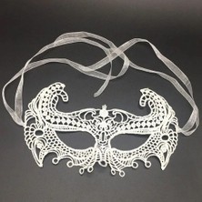 Nevamel Beyaz Renk Dantel Kesim Balo Maskesi