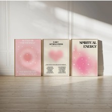 Pam Studio Pembe Spiritüel Affirmation Poster Seti – 3’lü Öz Sevgi ve Enerji Duvar Tablosu |