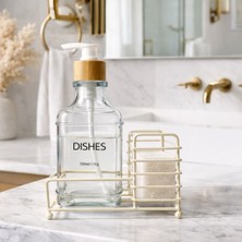 Zürih Collection Modern Şeffaf Renk Tekli Sıvı Cam Sabunluk – Bambu Kapaklı - Tezgah Üstü