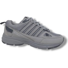 Zerhan Lutton 215 Unisex Gri Bağcıklı File Yürüyüş Koşu Büyük Numara Spor Ayakkabı 45 46 47 48