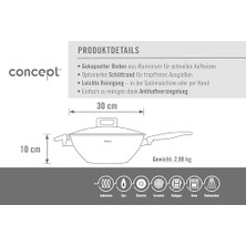 1030NC Concept Wok Karıştırma Tavası, Endüktif, Ø 30 Cm, 10 cm Yüksekliğinde, Tüm Ocak Türleri Için Uygundur, Paslanmaz Çelik, 200