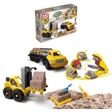 Forkliftli Inşaat Kinetik Kum Seti 750 Gr. Aksesuarlı Yapı Tasarım Inşaat Araçlı Kum