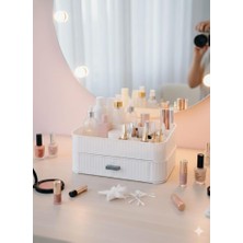 abnturk Fonksiyonel Estetik Beyaz  Çekmeceli 2 Katlı Makyaj Organizeri 30X11