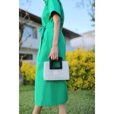 Trivogue Çift Renkli Inci El Yapımı Çanta Beyaz