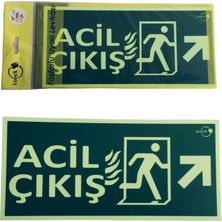 Fru Fotolümen Fosforlu Yön Levhası - Sağ Yukarı Yön Ok Sembollü - Acil Çıkış Yazılıdır