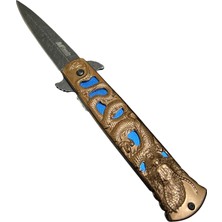 Vex Outdoor Ejder Motifli Kabartmalı Kaliteli Cep Çakısı Kemer Klipsli