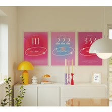 Pam Studio Angel Numbers Poster Seti 3’lü | 111 222 333 Spiritüel Enerji Duvar Tablosu | Modern Dekor