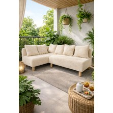 Lotus Port Mobilya Lotus Koşe Koltuk Krem Peluş Kumaş