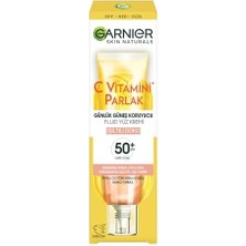 Garnier C Vitamini Parlak Güneş Koruyucu Fluid Yüz Kremi Işıltılı Doku SPF50 Hassas Ciltler İçin 40 ml