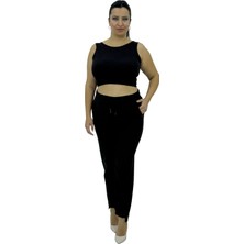 Carmito Büyük Beden Kaşmir Dokulu Mom Yüksek Bel Paça Detaylı Kadın Pantolon