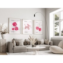 Pam Studio Pembe Retro Poster Seti 3’lü | Modern Pop Art Duvar Tablosu | Euphoria Gratitude Balance