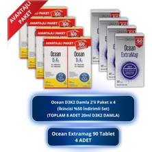Orzax Ocean D3K2 Damla 20 ml 2'li Set (Toplam 8 Adet 20ML) + Ocean Extramag 90 Tablet 4 Adet