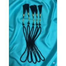 Makeops Ithal Kalite 99 lu Inci Cam Tespih Vavlı Püsküllü Siyah Renk -10 Adet