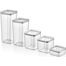 Hype Store Vip Ahmet Sude Kare Saklama Kabı, 5'li Set (1700 ML+1200 ML+1000ML+700ML+350 Ml)