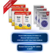 Orzax Ocean D3K2 Damla 20 ml 2'li Set (Toplam 6 Adet 20ML) + Ocean Extramag 90 Tablet 3 Adet