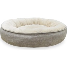 Hype Store Jungolica Bunny Kedi ve Köpek Yatağı Bej 85X65 cm Büyük, Donut Şekli, Yükseltilmiş Kenar, Ultra Yumu