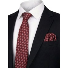 Bursa İpek Kahverengi Desenli Ipek Kravat Takımı