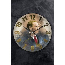 Hype Store Emores 36 cm Gerçek Bombe Cam Akar Saniye Sessiz Mekanizma Dekoratif Atatürk Duvar Saati