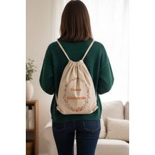 giftkonsept Canım Öğretmenim Baskılı Büzgülü Ayarlanabilir Ham Bez Sırt Çantası