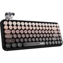 Hype Store Coverzone Kablosuz Bluetooth Retro Sessiz Klavye – Yuvarlak Tuşlu, Kedi Süs Aksesuarı, 84 Tuşlu, Taş
