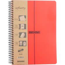 Hype Store Primary Serisi, A4, 5 Konulu (4 Kareli, 1 Çizgili) 150 Yaprak Pp Kapaklı Spiralli Defter, Kırmızı