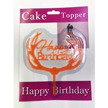 Magicool Happy Birthday Yazılı Turuncu Dallı Pasta Kek Çubuğu