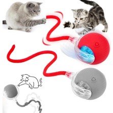 Hype Store Kedi Oyuncağı Topu Kuyruklu Otomatik Yuvarlanan Top, Hareketli Kuyruk, USB Şarjlı, LED Işıklı, 3 Oyu