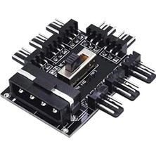 Hype Store 8 Port Fan Çoklayıcı Hub Y Pwm Splitter Ide Molex Soğutma 3 Pin 4 Switch Anahtarlı 4336