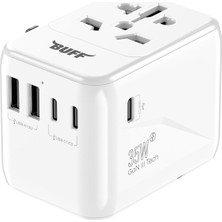 Hype Store BL80 Universal Seyehat Şarj Adaptörü 35W Gan Çoklu Priz Dönüştürücü (Beyaz)