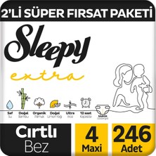 Hype Store Extra Günlük Aktivite 2'li Fırsat Paketi Bebek Bezi 4 Numara Maxi 246 Adet