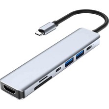 Hype Store CH-13C Macbook Uyumlu Type-C To 2* USB 3.0 Sd Tf 4K Hd 1080P HDMI Pd Kart Okuyucu Çevirici Hub Adapt