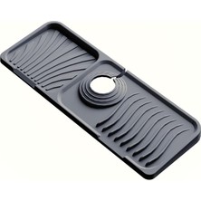 Hype Store Home Musluk Matı Elastik Silikon Mutfak ve Banyo Için Lavobo Su Tutucu Musluk ve Batarya Matı, Gri