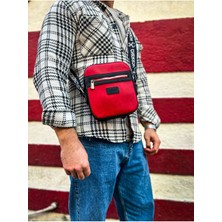 CH102  Stealht Kare Erkek Çanta Sıyah  Kırmızı