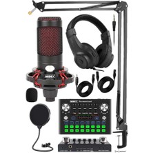 Hype Store Cxn-30 Paket-10 Vs9 Ses Kartlı Condenser Mikrofon Stand Kulaklık Seti