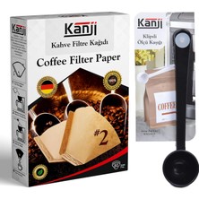 Hype Store Kahve Filtre Kağıdı No:2 (1x2) 80'li + Klipsli Çay Kahve Ölçü Kaşığı | Siyah Demleme Seti | Ağartılm