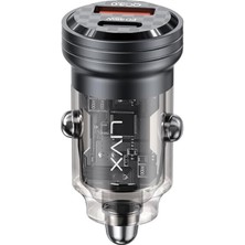 Hype Store Livx Transparent 45W Pd/qc Type C ve USB Çıkış Ultra Hızlı Mini Araç Şarj Cihazı L35