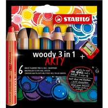 Hype Store Stabılo Woody Arty - Renkli Kalem, Sulu Boya ve Mum Boya Tebeşiri - 6'lı Paket - Çeşitli Renkler ve
