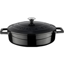 Hype Store Döküm Çok Amaçlı Yayvan Tencere, Trendy, 24 Cm, 2.47 L, Siyah