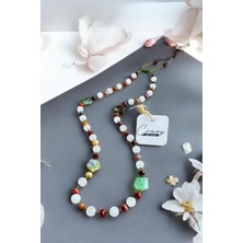 KRİZOPRAS-MOKAİT JASPER & PEMBE KUVARS DOĞALTAŞ 60-70 CM UZUN KADIN KOLYE