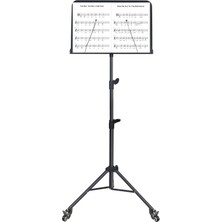 Hype Store Tekerlekli Nota Sehpası Taşınabilir Çift Klips Tutuculu Taşıması ve Kullanımı Kolay Boyu Ayarlanabil