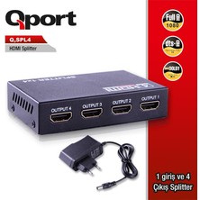 Qport Qspl4 Full Hd 1 Gi̇ri̇ş 4çıkışlı Hdmı Splıtter (Si̇nyal Çoğaltıcı)