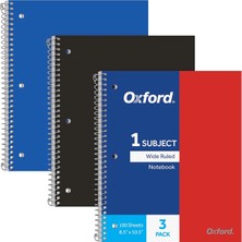Hype Store Oxford Spiral Defterler, 1 Konu, Geniş Çizgili Kağıt, Dayanıklı Plastik Kapak, 100 Yaprak, Bölücü Ce