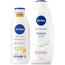 Hype Store Nivea Creme Soft Kremsi Dokunuş Duş Jeli 750ML ve Q10 Sıkılaştırıcı Nemlendrici Vücut Bakım Losyonu