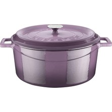 Hype Store Cookware Yuvarlak Fırın Kabı, Çap 28 Cm, Dökme Demir, Lila, 28 cm