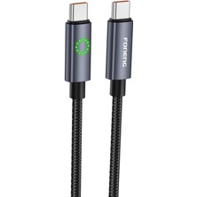 Hype Store Foneng XS08 60W LED Işıklı Type-C To Type-C Şarj ve Data Kablosu Ip Örgülü 1,2m