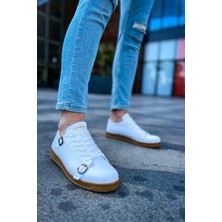 CH191  Ckt Side Buckle Erkek Ayakkabı Beyaz