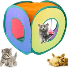 Hype Store Renkli Kedi ve Köpek Oyun Tüneli – Katlanabilir Küp Model – Geniş Girişli Tasarım – Dayanıklı Kumaş