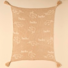 Hype Store Bella Maıson Sloth Hayvan BASKILI%100 Battaniye, Bej, 100X120 cm